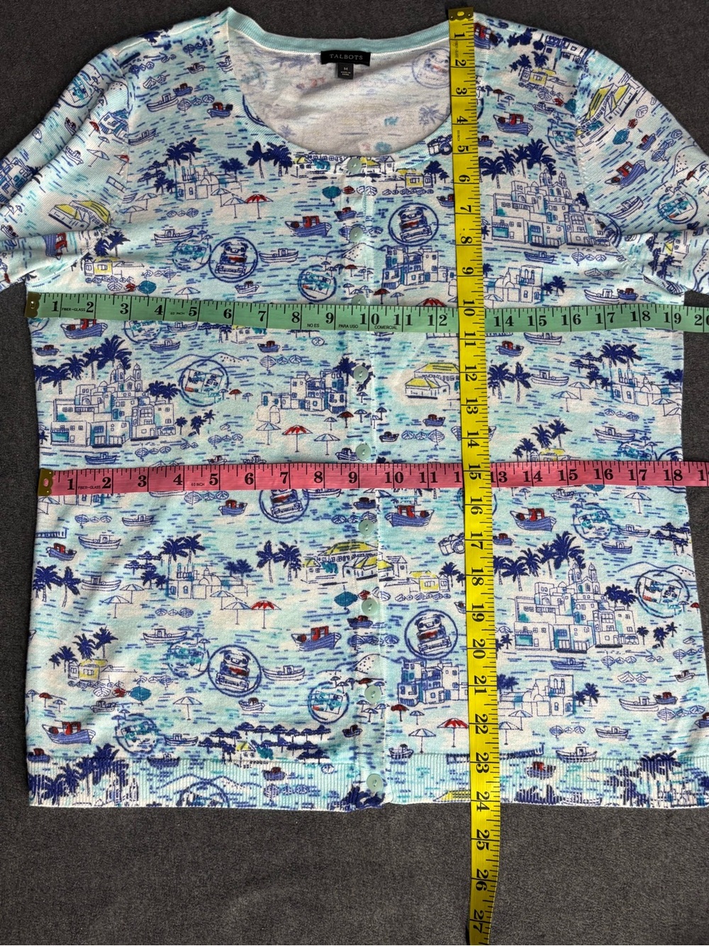 Talbots Santorini Soft Knit 3/4 Sleeve Coastal Cardigan Size M - Picture 4 of 9